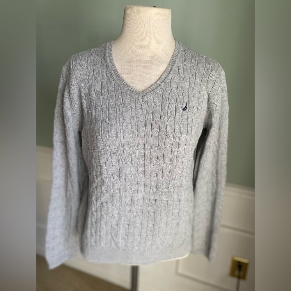 Nautica Cable Kint V-neck Women’s Sweater – Size Large
